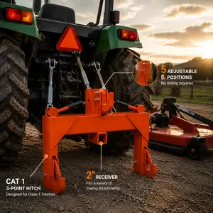 YITAMOTOR 3 Point Quick Hitch Attachment for Category 1 Tractors, 3000LBS Heavy Duty 3 Pt Tractor Hitch with 2" Receiver, Adjustable 5 Level Bolt for Farm & Ranch Equipment