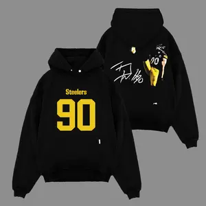 Turn Down For Watts - T.J. Watt 90 For Steelers Nation Cotton Hoodie Sweatshirt T-Shirt (Made In US), Steelers Nation Outfit, Game Day Outfits, Gift For Football Fans, Football Graphic Hoodie