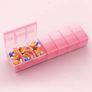 Stay Organized All Week! 2 Pack Big 7-Day Pill Box Holds All Your Vitamins & Fish Oil Pretty Sakura Pink