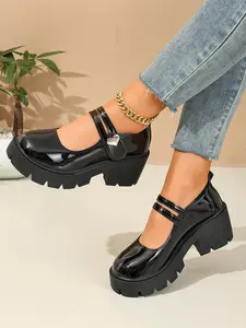 Women's Spring Summer Low Heel Flat Shoes, Elegant Comfortable Mary Jane Style Leatherette Sneakers, Lightweight Lace-Up Casual Walking Shoes