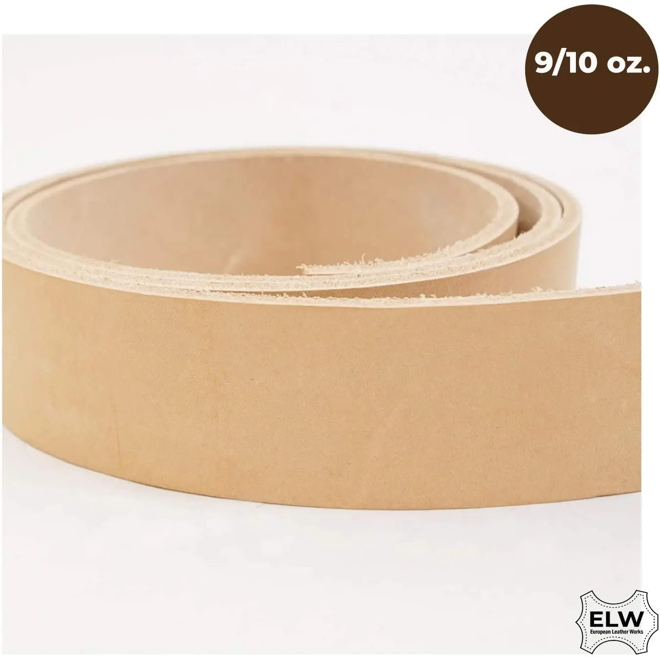 ELW Import Tooling Leather 9/10 oz Natural Belt Blanks/Strips/Straps from Full Grain Vegetable Tanned Tooling Leather up to 55"