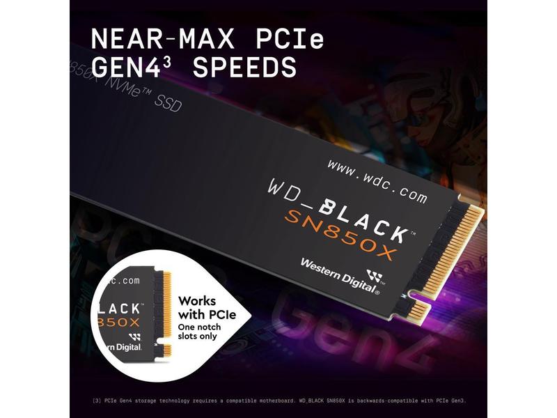 WD_BLACK 4TB SN850X NVMe Internal Gaming SSD Solid State Drive - Gen4 PCIe, M.2 2280, Up to 7,300 MB/s - WDS400T2X0E
