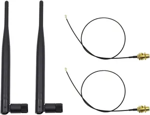2 x 2.4GHz 6dBi Indoor Omni-Directional WiFi Antenna 802.11n/b/g RP-SMA Female Connector + 2 x 20cm/8" U.FL/IPEX to RP-SMA Pigtail Antenna WiFi