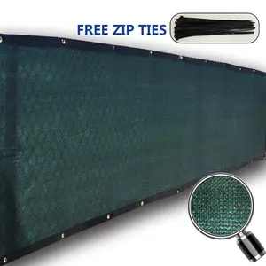 6' x 50', 6' x 25' Balcony Privacy Screen Fence Windscreen Privacy Screen Shade Cover Mesh Garden Cover with Black Enforced Trim and Grommets on 4 sides - Dark Green-Free Black Zip Ties included