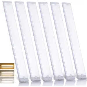 16 inch Under Cabinet Lighting 120 LEDs Motion Sensor USB-C Rechargeable 3 Color Temps Dimmable Wireless Kitchen Closet Magnetic Lights Bar for Night Stairs 6 Pack Indirect Lighting Wardrobe