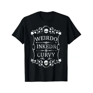 Plus Size Women'S Gothic Skull & Floral Print T-Shirt - "Weird Inked & Curvy" Edgy Graphic Tee, Black Round Neck Short Sleeve Casual Top For Summer