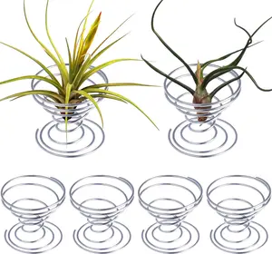 6 Pieces Air Plant Holder Stand Airplant Display Rack Stainless Steel Tillandsia Container Home Decor