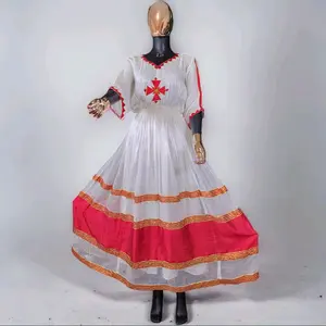 Ethiopian Habesha Dress Traditional Kemis Tebebe, African Dress, Gift For Her. Comfort Cotton Colorful Casual Style Womenswear Clothing Formal