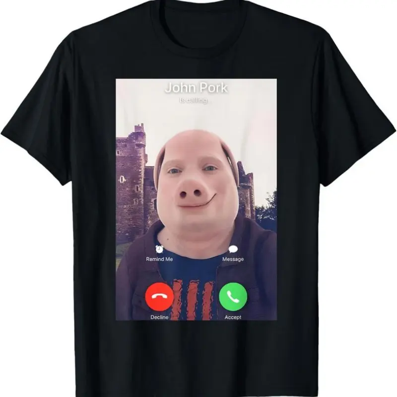 100% Cotton John Pork Is Calling T-Shirt casual crew neck cotton t-shirt Birthday Fashion funny tshirt