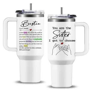 40oz Stainless Steel Insulated Lid Vacuum Flask Bestie Tumble Gift - Unique Best Friend Female Birthday Present, Long Distance Gift Idea