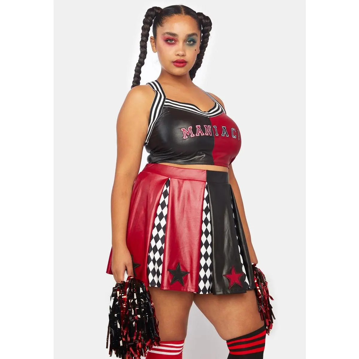 Plus Harlequin Dreams Cheerleader Costume Plus Harlequin Dreams Cheerleader Costume