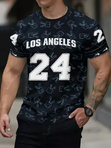 Los Angeles New 24 Number 3D Printed Casual Jersey Long T-Shirt, Breathable Lightweight Quick-Dry Fabric, Perfect Gift Choice