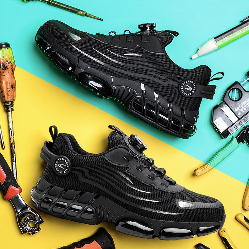 Men's Indestructible Work Sneakers Safety Shoes Steel Toe Puncture-Proof Anti-smash Protective Boots New Rotary Buckle workout sneaker advanced non-slip traction all-season outdoor Roofing Shoes