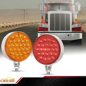 Brake Turn Signal Lights 2PCS Amber/Red 4" Double Face LED Pedestal Fender