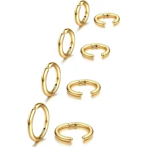 YADOCA 8 Pieces Clip On Earrings For Men Women Non-Piercing Fake Earrings Stainless Steel Clip On Hoop Earring Cool Earrings Ear Clips Set for Gifts