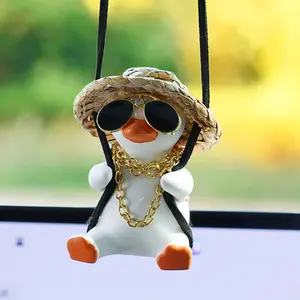 Car Swing Duck Ornament, Rearview Mirror Hanging Decoration, Cute Car Accessory, Interior Decor, Small Duck Charm, Auto Accessories
