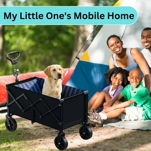 SENROB Foldable Utility Wagon - Heavy-Duty Portable Cart with 360° Wheels, Adjustable Handle and 450LBS Capacity for Groceries, Camping, Beach