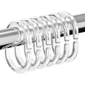 Resze 24 PCS Shower Curtain Rings, Plastic Clear Shower Curtain Hooks, C-Shaped Rings Hook Hanger Bathroom Shower Window Rod