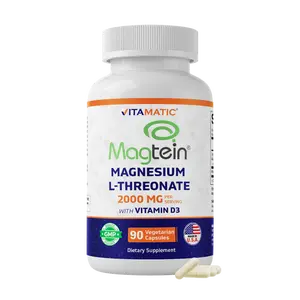 Vitamatic Magtein Magnesium L-Threonate 2000 mg Vitamin with D3 - 90 Vegetarian Capsules, Brain Health Support Supplement, Highly Absorbable, Non-GMO, Gluten-Free, Made in USA