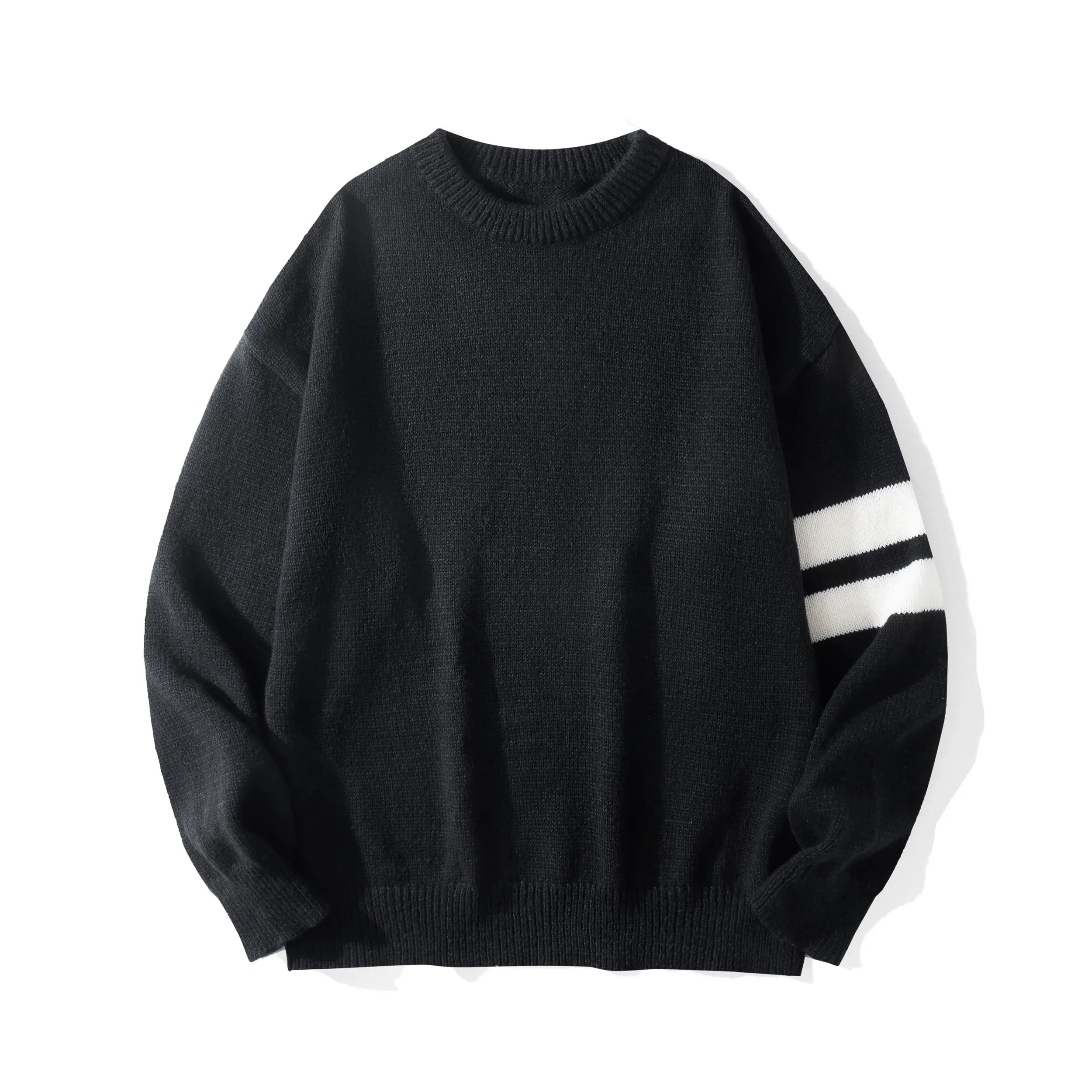 Men's High-Street Color-Block Sweater, American Retro Striped Patchwork Knit Pullover, Casual Long Sleeve Baggy Tops, Unisex, Oversize, Knitwear