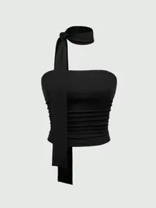 Summer Halter Top Sleeveless Vest with Bow Design, Ribbon, Sexy Style, Perfect for Casual Wear, Women's Fashion Clothing