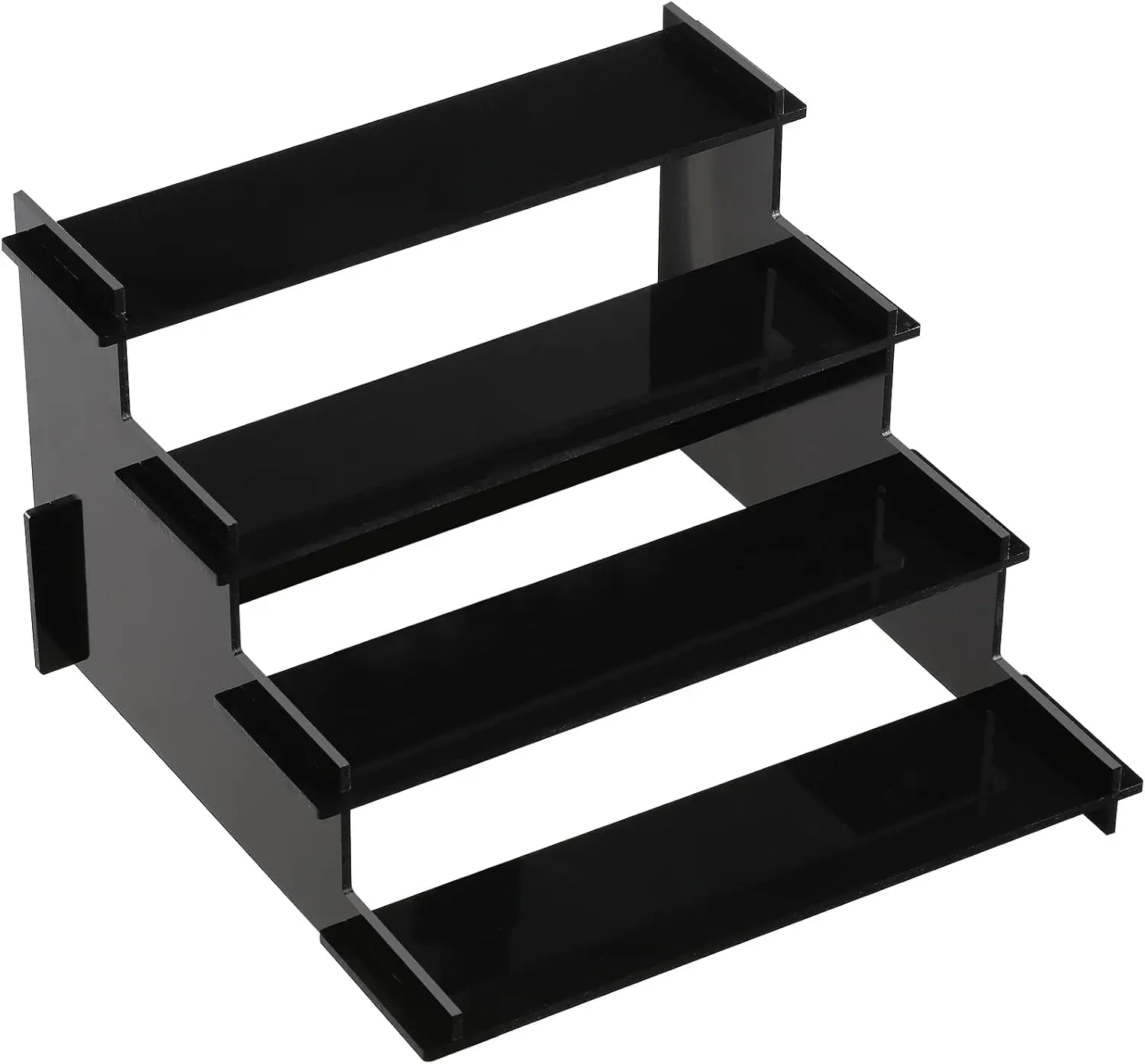 4 Tier Black Acrylic Display Risers, Perfume Organizer Stand, Cupcake Stand Holder, Shelf Risers for Display Stands for Funko POP Figure, Dessert Shelves for Party, Decoration