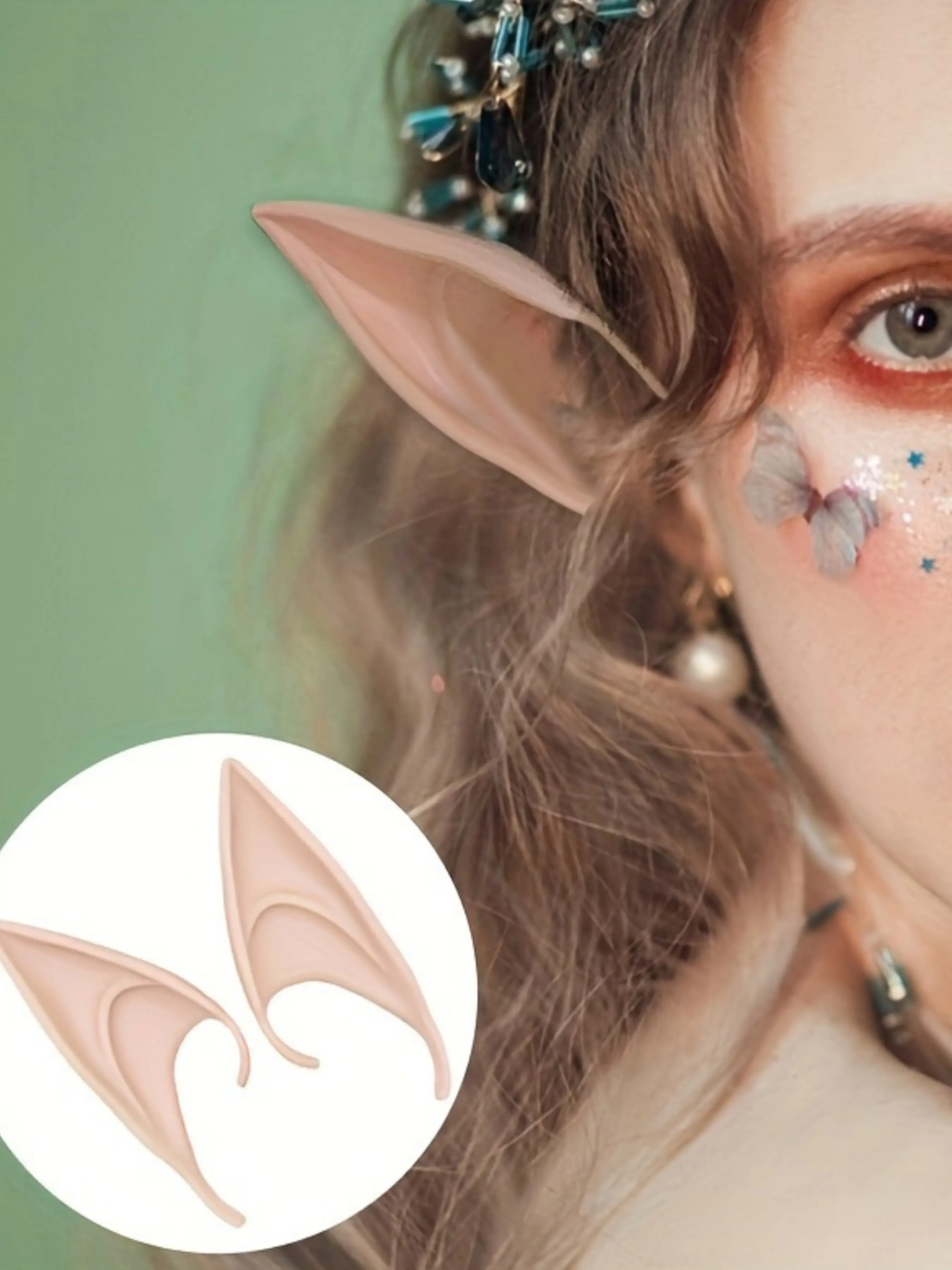 Fairy Elf Ears Cosplay Costume Accessories Party Accessory Party Favor, Soft Artificial Ear Tips for Anime Party, Dress Up, Masquerade, Halloween, Christmas Party, 1 Pair, Party Supplies