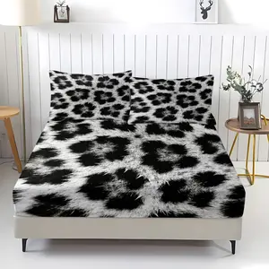 Leopard print pattern bed sheet, comfortable print pattern, including 1 bed sheet and 2 pillowcases, comfortable bedding, non slip dust cover suitable for bedrooms and guest rooms, suitable for children and adults as gifts