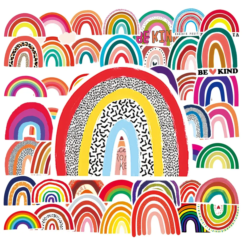 50PCS Rainbow Stickers Pack, Colorful Aesthetic Vinyl Decals with Cute Rainbow Designs, Positive Vibes Waterproof Stickers for Laptop Water Bottle Notebook Phone Case Car DIY Decoration cute aesthetic accessories #RainbowAesthetic #StickerPack