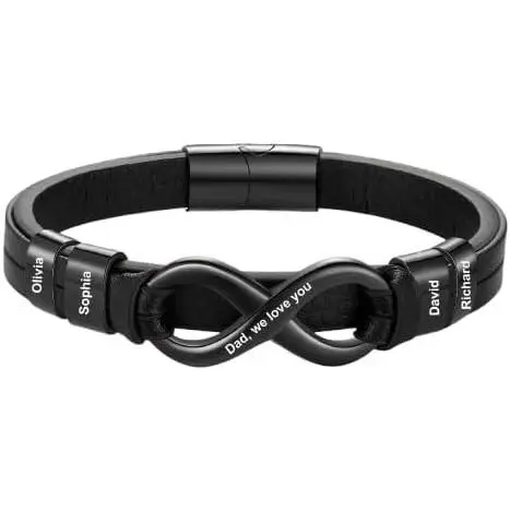 Black 8 shaped leather bracelet 3