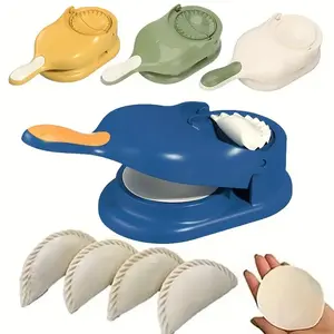 1 Set Manual Dumpling Maker DIY Plastic Dumpling Mould, Non-Electric, with Dough Cutter, for Making Dumpling Skin and Filling, Kitchen Tool Set Utensils Yellow Food Accessories