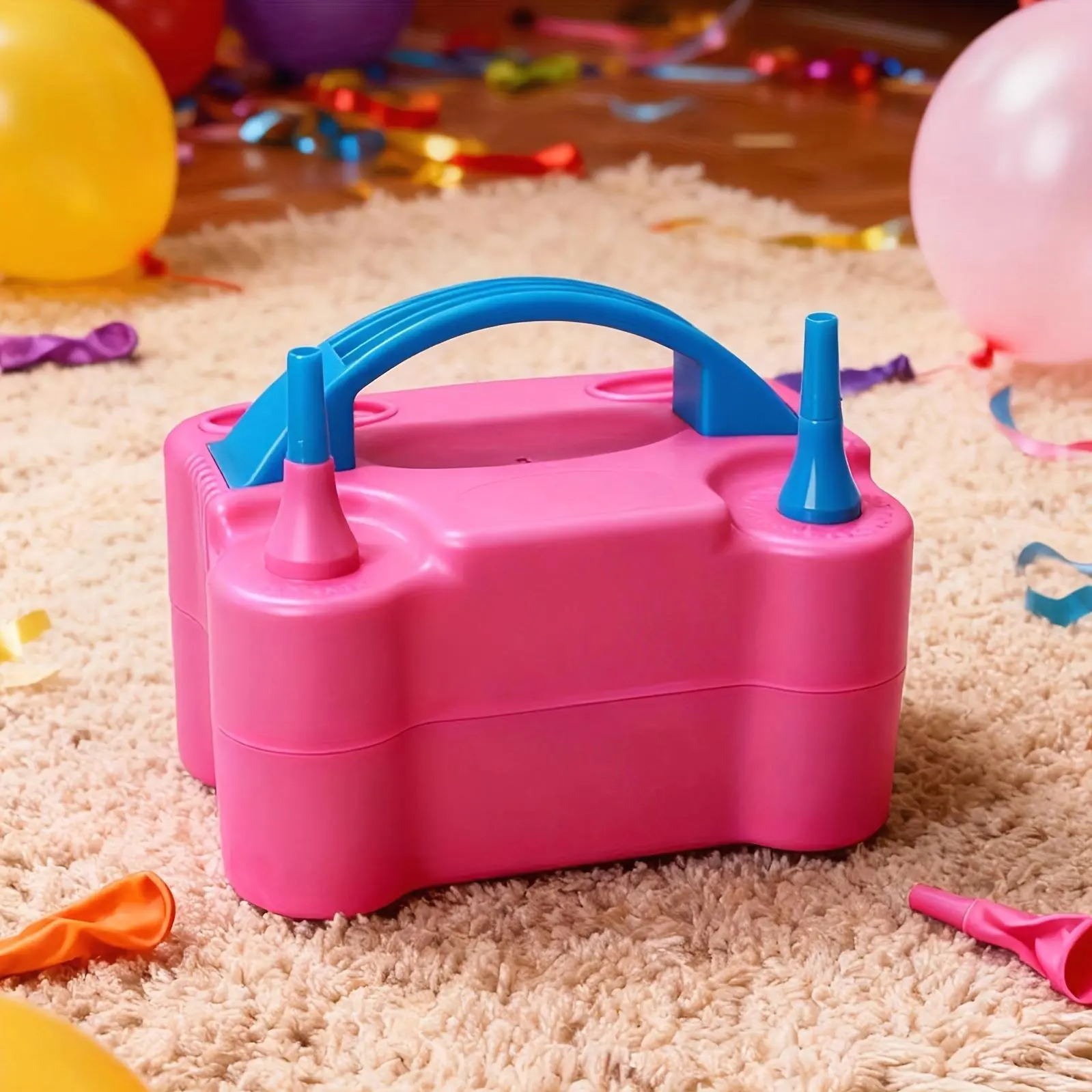 Electric Balloon Pump -110V Plug (No Batteries/Emergency Power), 600W High-Power Balloon Blower with Dual Nozzle System, Fast Inflation for Party Balloons, Rose Red Balloon Inflator
