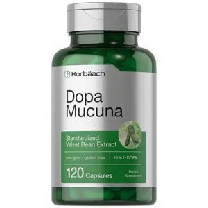 Horbäach Dopa Mucuna Supplement | 120 Capsules | Velvet Bean Herbal Extract | 15% L-Dopa | Non-GMO & Gluten Free