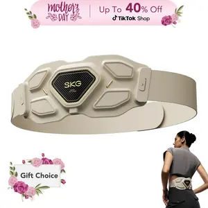 SKG Lower Back Massager for Pain Relief Deep Tissue Adjustable Cordless Heating Pad Infrared Vibrating Back Massager with Titanium Massage Head W9 Ultra