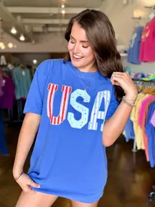 PASTEL USA PATCHWORK TEE | MYSTIC BLUE