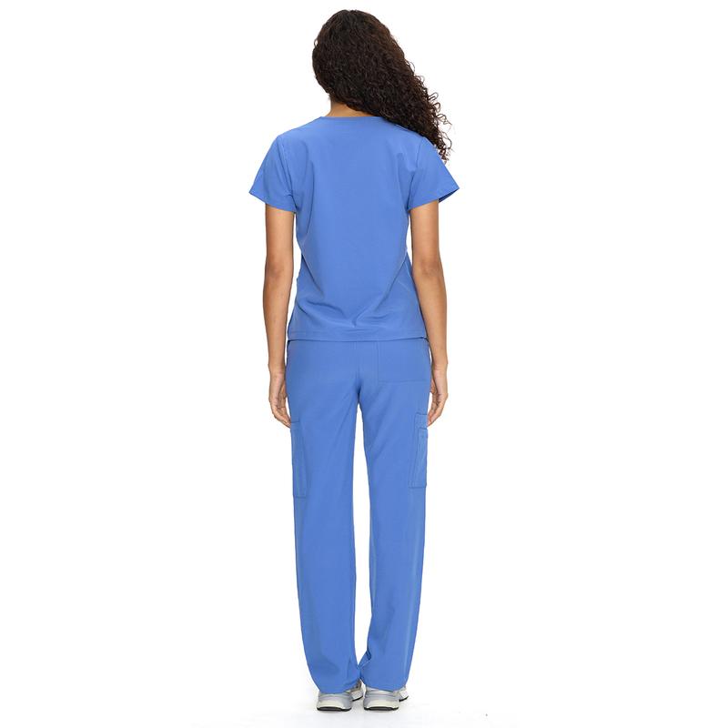 COZYFIT Scrubs for Women DawnDusk Set Medical Uniform - V-Neck Top & Straight Leg Pants with 9 Pockets,Easy Care