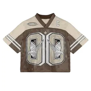 #90 Child of God Angel Wings Cropped Mesh Football Jersey V-Neck Faithful Unisex Summer Streetwear Sports Casual Loose Comfortable Athletic Top Men Women