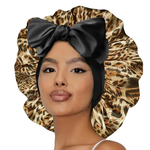 satin bonnet with band for sleeping double layer satin lined silk bonnet for sleeping hair bonnet for women natural curly hair elastic tie