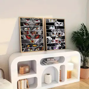 Anime Eyes Cartoon Poster Wall Art Canvas Print, 2pcs Frameless Decorative Home Decor for Living Room, Vivid Image Artistic Fabric Painting