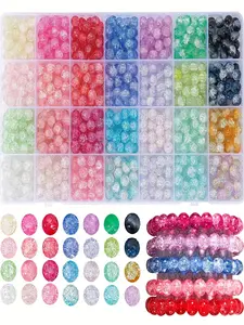 8mm Crack Glass Beads for Jewelry Making Kit, Gradient Beads, Bracelet Making Kit for Earrings Bracelet Necklace Jewelry Making Supplies, DIY Jewelry Making