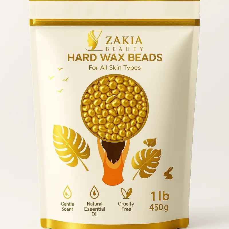 Zakia beauty Honey Scented Golden Hard Wax, 1 LB Wax Beans for Smooth, Sensitive Skin & Full Body Hair Removal
