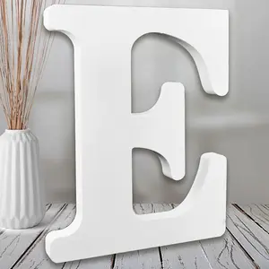 8 Inch White Wood Letters, Unfinished Wooden Letters for Wall MAGA Decorative Standing Letters Slices Sign Board Decoration for Craft Home Party Projects (E)