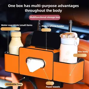 Universal Car Seat Back Organizer with Tissue Box Dispenser, Cup Holders & Hooks - Waterproof PU Leather, Back Seat Storage universal car interior accessory car  cup  holders