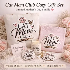 Limited Edition Mother’s Day Cat & Leopard Gift Set 💖 | Tote + Candle + Accessories