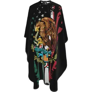 Mexican Flag Salon Barber Cape - Professional Hairdressing Waterproof Hair Cutting Cape With Adjustable Snap Closure-Haircut Apron For Hair Stylist And Home Use-55''X66''