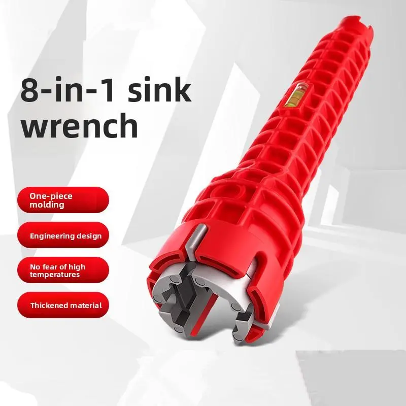 8-in-1 Universal Sink Wrench, Corrosion-Resistant Steel Tool with 8 Different Wrench Sizes, Compact Design, Ergonomic Handle for Bathroom Faucet, Water Pipe & Basin Disassembly – Ideal for DIY Enthusiasts