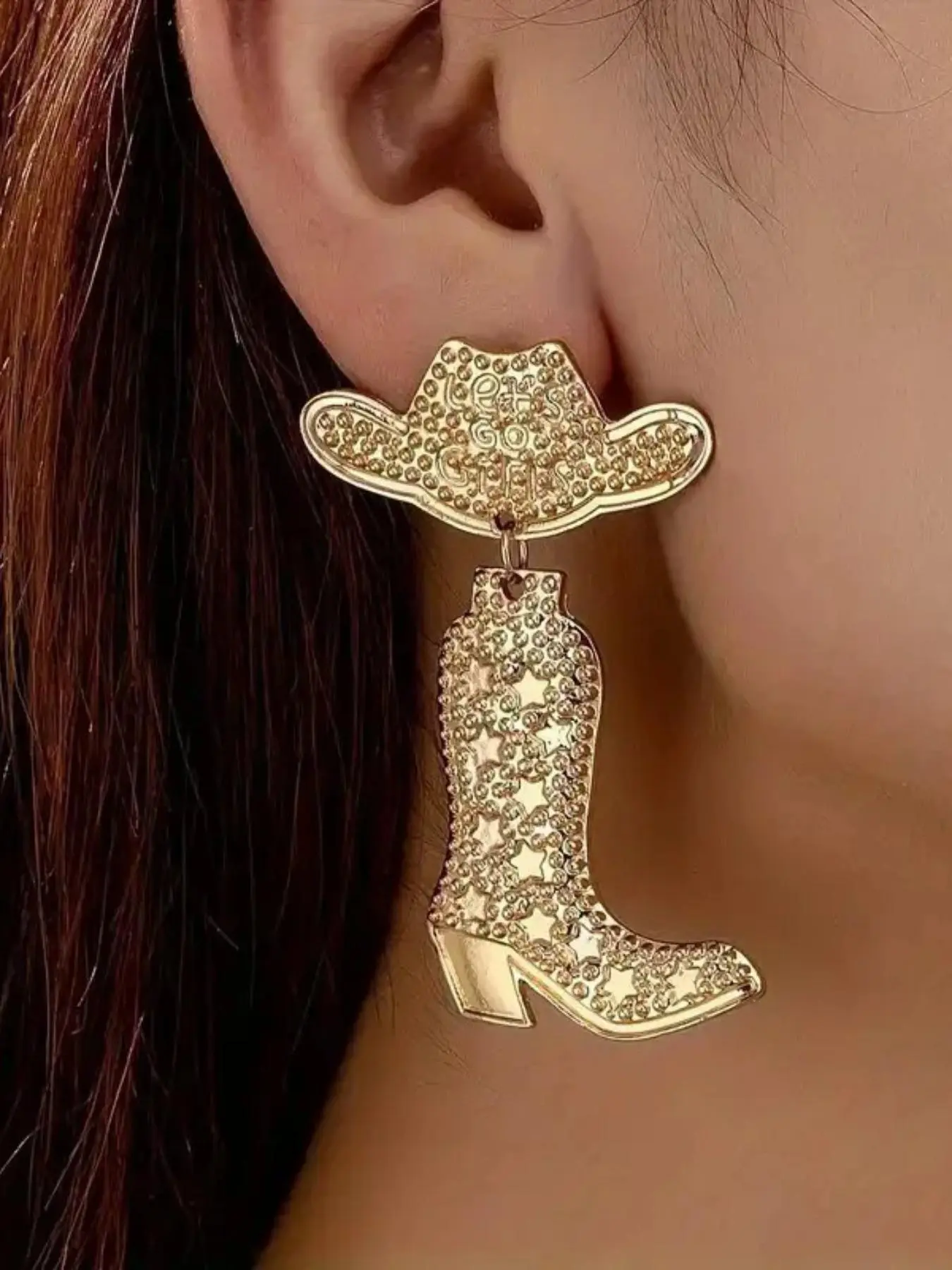 Western Cowboy Hat & Boots Design Dangle Earrings, Cowgirl Earrings, Stylish Fashionable Jewelry for Women, Trendy All-match & Exquisite Jewelry for Birthday Gift, Trendy Fashionable Accessories, Dangling Earrings