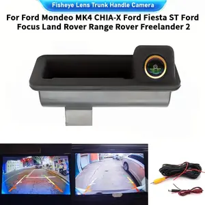 HD Fisheye Rear View Camera with Starlight Night Vision for Ford Focus 2 Sedan C MAX MK1 MK2 2004-2018, Car Trunk Handle Reverse Parking Monitor, Wide Angle, Easy Installation, Hardwired 12V Power