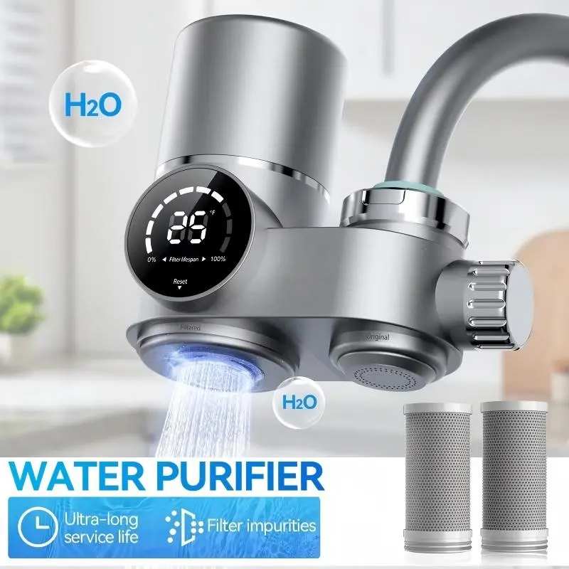 AQUAPUVIR Authorized Kitchen Sink Faucet Water Purifier - Built-in LED Sink Water Purifier, 99% Filtration Rate, Brand New 2.0 Filter | Removes Impurities, Water Fountain Purifier with Filter 23 piece set household