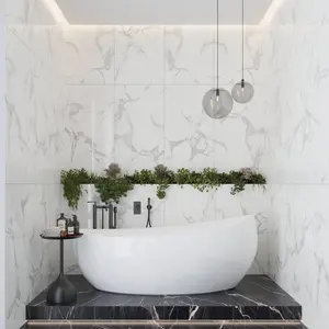 Statuary White 24x48 Polished Porcelain Large Format Tile (2 pack, 15.5 sq ft/case)